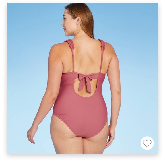 Women‘s Square Neck Ruffle Shoulder One piece swimsuit - Picture 4 of 5